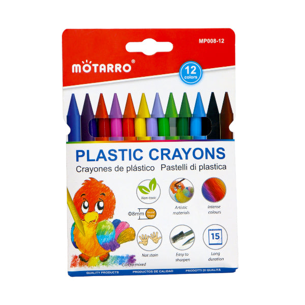 Pack of 12, Plastic Crayons
