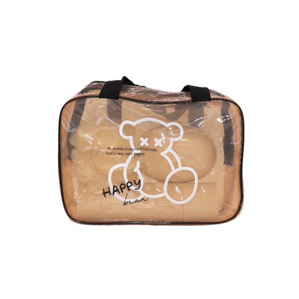 5 Piece Women Handle Double Layer Transparent Cosmetic Bag - PVC Travelling Bag