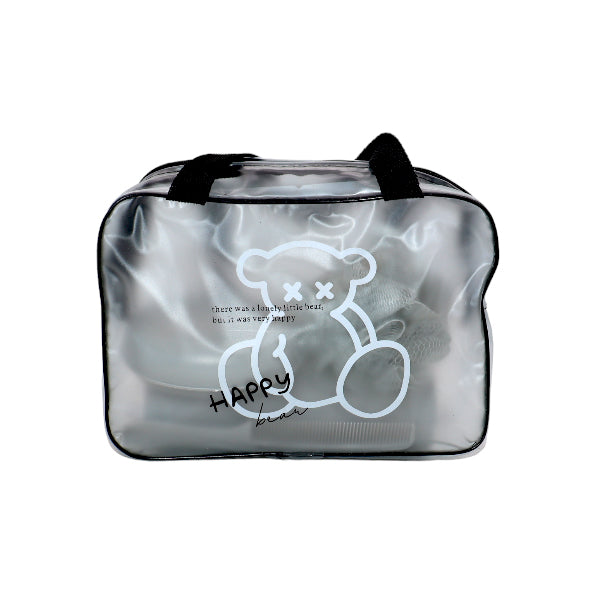 5 Piece Women Handle Double Layer Transparent Cosmetic Bag - PVC Travelling Bag