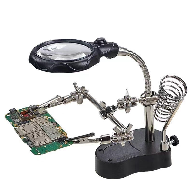 3.5X Helping Hand Soldering Stand With LED Light Magnifier Magnifying Glass