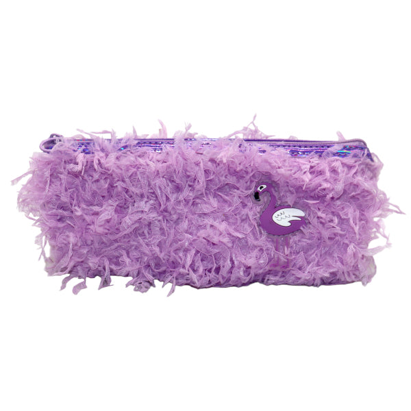 Flamingo Feather Soft Feel Pencil Case|Zipper Pouch for Girls