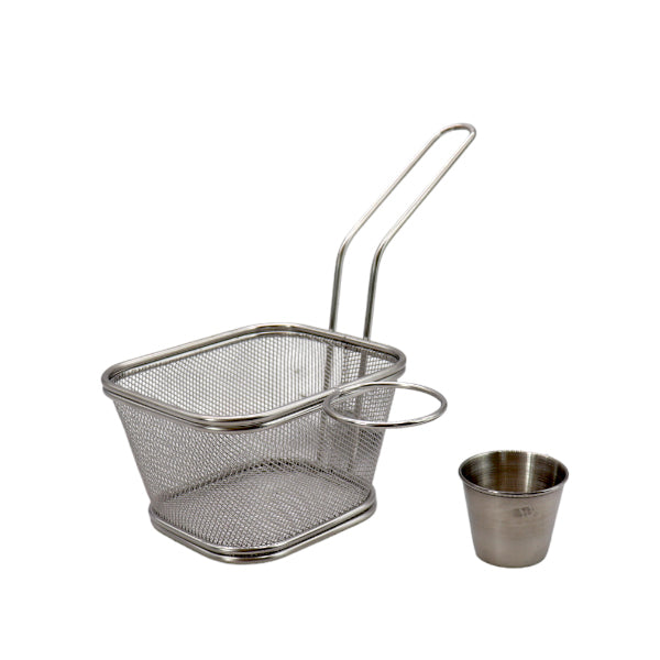 Stainless Steel French Fries Chip Chicken Deep Fry Basket With Sause Cup