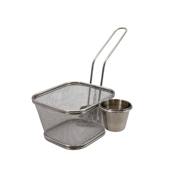 Stainless Steel French Fries Chip Chicken Deep Fry Basket With Sause Cup